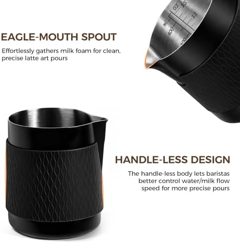 IKAPE Espresso Milk Pitcher, 15.04/450ml Milk Frothing Jug without