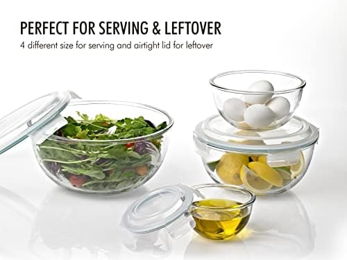 Glasslock Mixing Bowl with Latching Lids 8-Pieces Set – Airtight