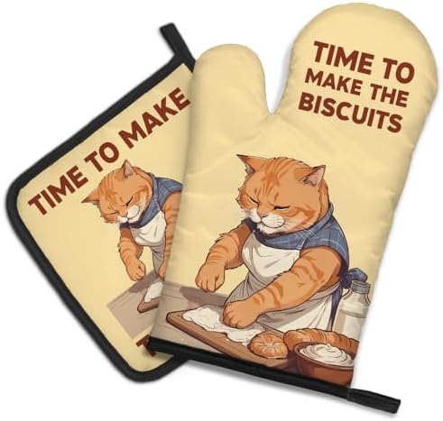 DYJYBMY Funny Cat Oven Mitts and Pot Holder Set