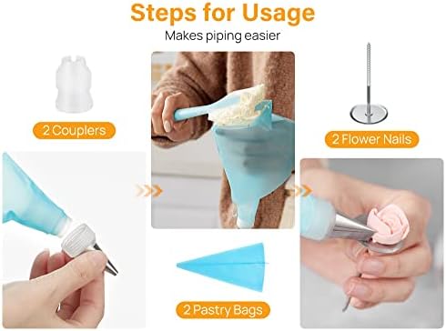 Kootek 42 Piping Bags and Tips Set Frosting Piping Kit for Beginners &