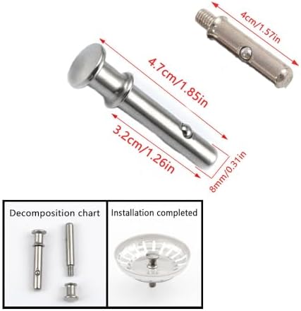 4 Set Kitchen Sink Strainer Central Pin Replacement M8 5/16'' Drain