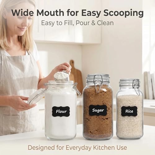 78oz Large Square Airtight Glass Jars with Lids, Wide Mouth Food