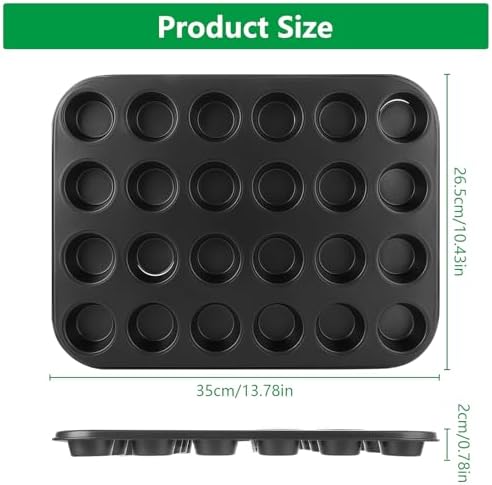 ASelected 2 Pack Mini Muffin Tray,24 Cup Muffin Baking Pan,Non-Stick