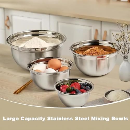 Khaki Stainless Steel Mixing Bowls with Lids Set, 6pcs