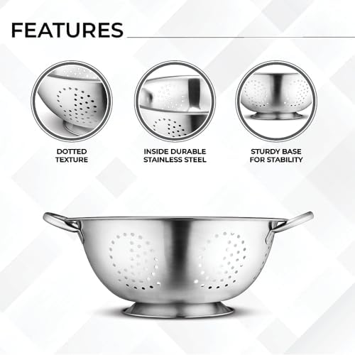 Avador Set of 3 Stainless Steel Colanders, Comes in 1.5 Quart 3qt