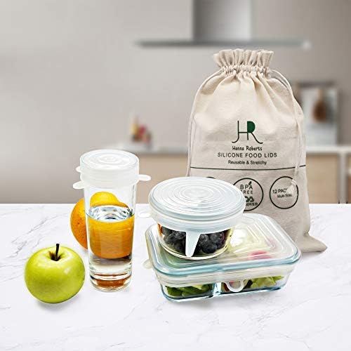 Hanna Roberts 12 Pack Silicone Stretch Food Lids, Clear