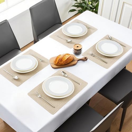 POLYTE Indoor/Outdoor Washable Woven Vinyl Table Dining Placemats, Set