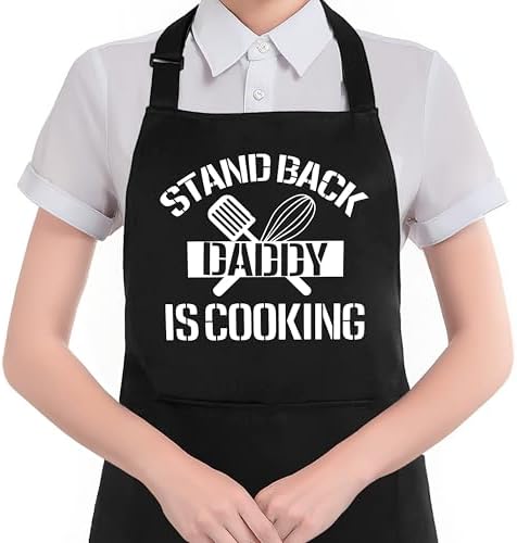 Dad Cooking Gifts Apron with Pockets, Stand Back Daddy Waterproof