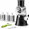 Rotary Cheese Grater with Handle - Hand Crank Vegetable Slicer &