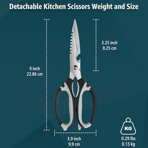 BoFuYuan Detachable Heavy Duty Kitchen Scissors for Food 9-Inch Green