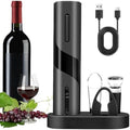 6-in-1 Electric Wine Bottle Opener Set, Cordless Rechargeable Wine