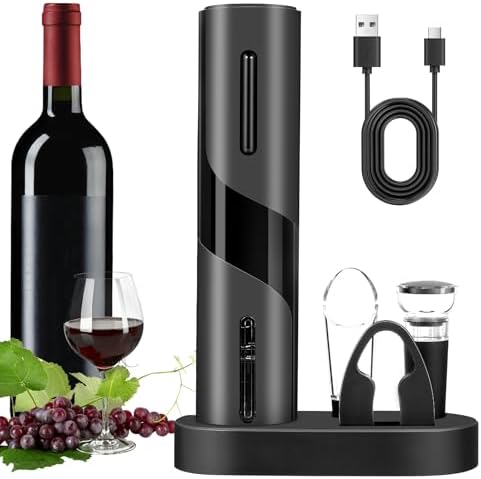 6-in-1 Electric Wine Bottle Opener Set, Cordless Rechargeable Wine