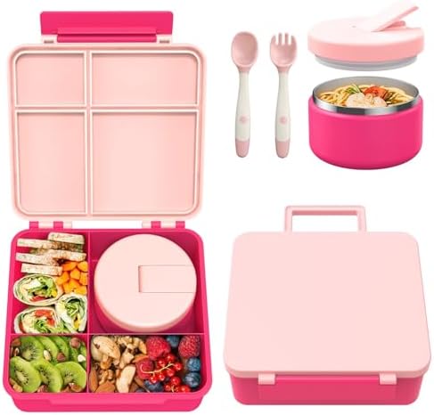 Pawtong Bento Lunch Box with 8oz Soup Thermo (Pink)
