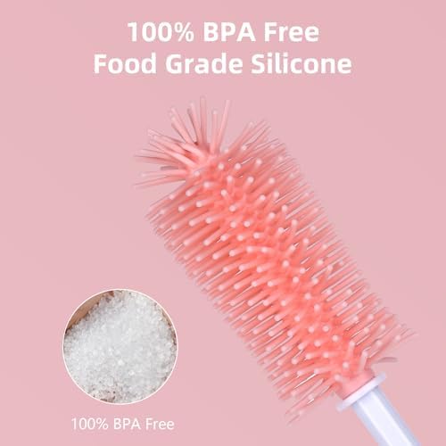 3 in 1 Silicone Bottle Brush Set, Baby Bottle Cleaning Kit with Nipple