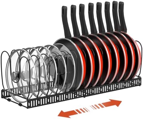 Housolution Pot and Pan Lid Organizer Holder, Black