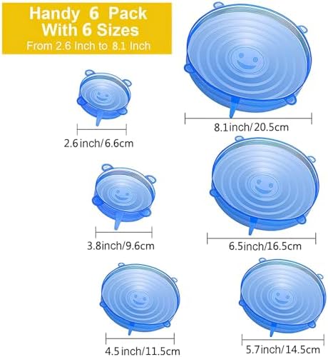 Silicone Stretch Lids 6 Pack, 6 Sizes