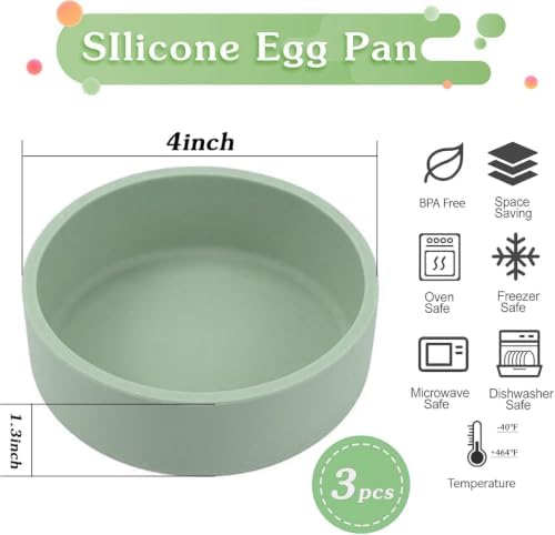 3Pcs ZHYEEDAA Air Fryer Egg Mold,Silicone Egg Molds, Individual Egg