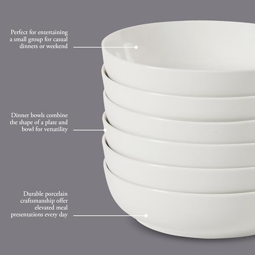 Gibson Home Zen Buffet Pasta Bowls Set of 6, 41oz Porcelain Salad