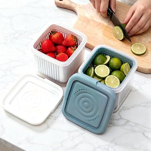 Fruit Storage Containers for Fridge, 3 pcs, Small Clear