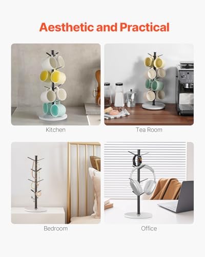 VEVOR Mug Holder Tree with Marble Base, 8 Hooks Coffee Cup Holder for