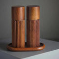 Acacia Wood Salt and Pepper Grinder Set with Matching Tray