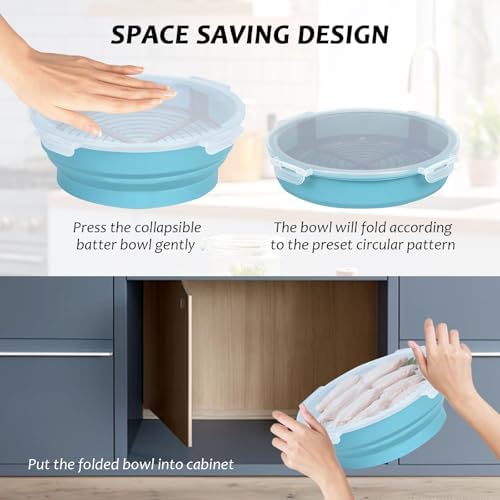 Collapsible Breader Shaker Bowl with Lid, 10 x 3.5 Inch Breading