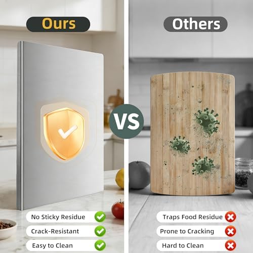 Stainless Steel Cutting Board Set for Kitchen, 2 Pack Metal Cutting