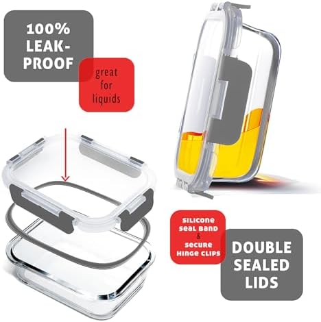 EATEX 16pc Glass Storage Containers with Lids