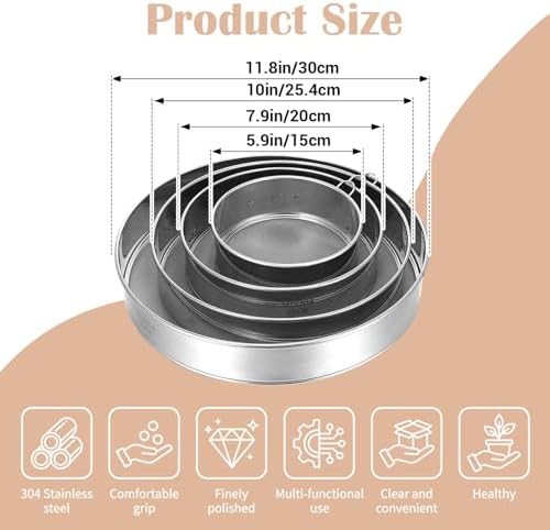 4 Pack Flour Sifter with Hanging Ring, Stainless Steel Fine Mesh