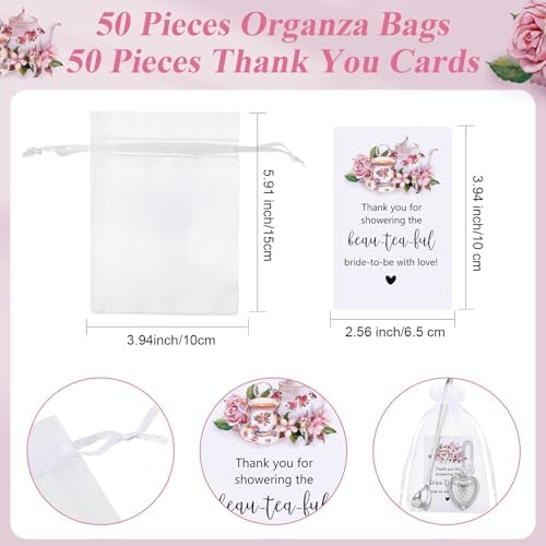 Qinyoung 50 Sets Bridal Shower Tea Party Favors for Guests, Silver