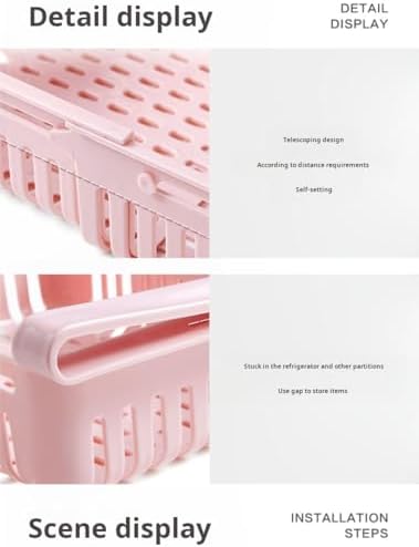 2 Pack Expandable Refrigerator Organizer Bins, Sliding Fridge Storage