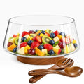 PROLEE Extra Large Glass Salad Bowl Set, Clear Salad Bowl with Solid