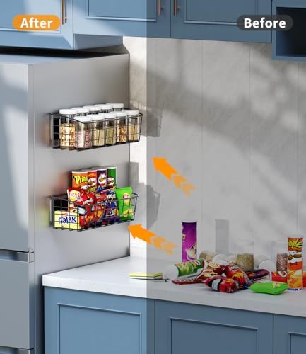 2-Pack Magnetic Shelf for Refrigerator, Black