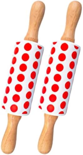 2pcs Silicone Dough Rolling Pin Nonstick Baking Roller for Home Bakers