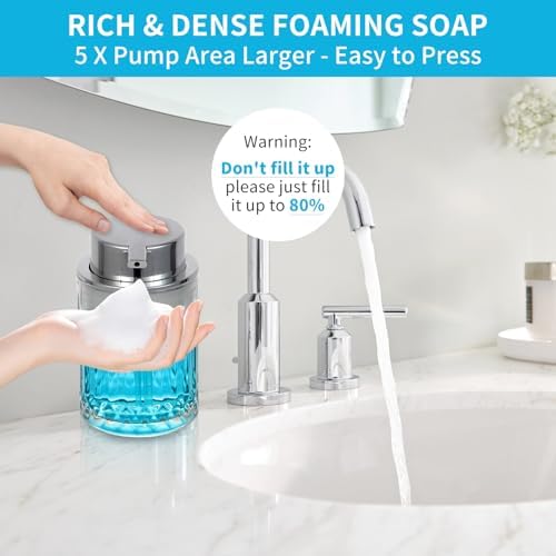 Foaming Soap Dispenser,2 Pack Clear Glass Foam Hand Soap Dispenser for