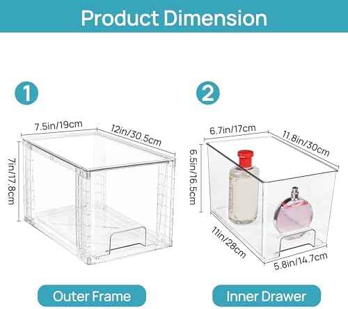 Vtopmart 8 Pack Large Stackable Storage Drawers,Clear Acrylic Drawer