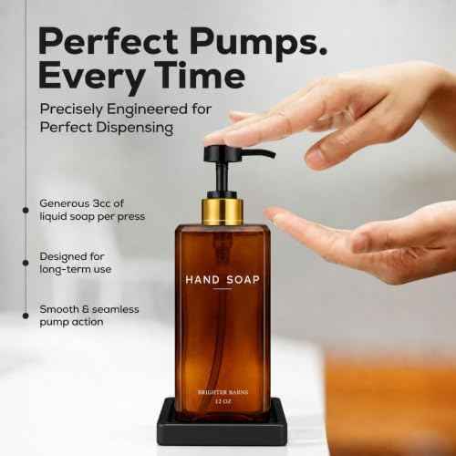 Brighter Barns Amber Glass Soap Dispenser Set, 12oz