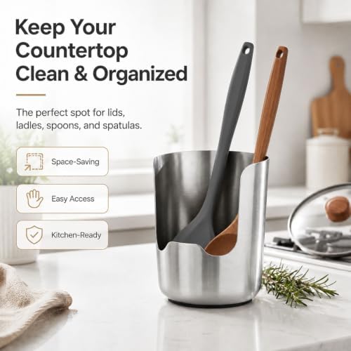 304 Stainless Steel Kitchen Utensil Holder, Pot Lid & Spoon Rest