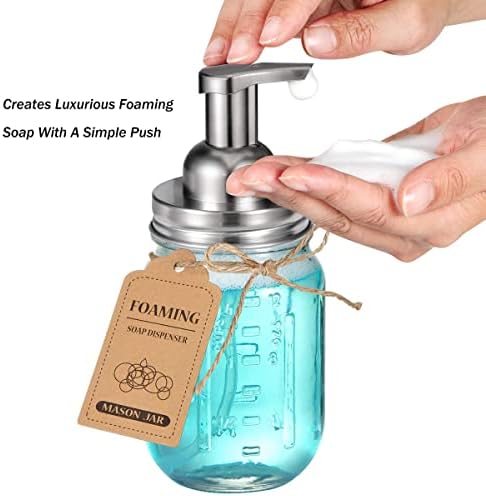 Amolliar Mason Jar Foaming Soap Dispenser Pump Lids, Brushed Nickel