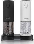 Newise Electric Salt and Pepper Grinder Set, Black/White