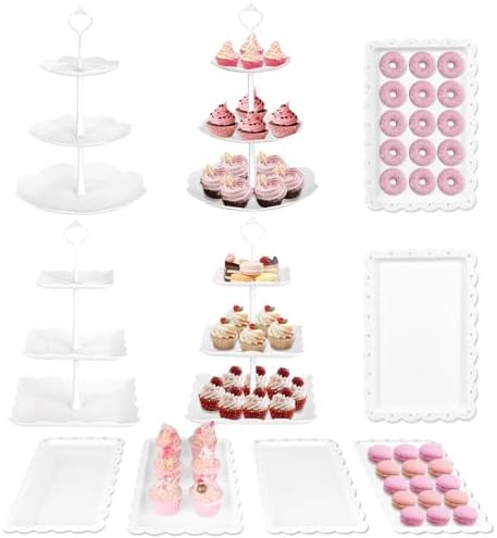 Mwellewm 10Pcs Cupcake Stand,Dessert Table Display Set, 4 White 3