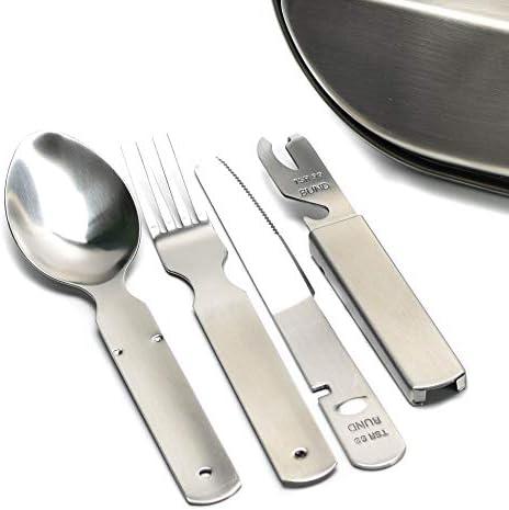 German cutlery set 4 pieces Eating utensils military style spoon fork