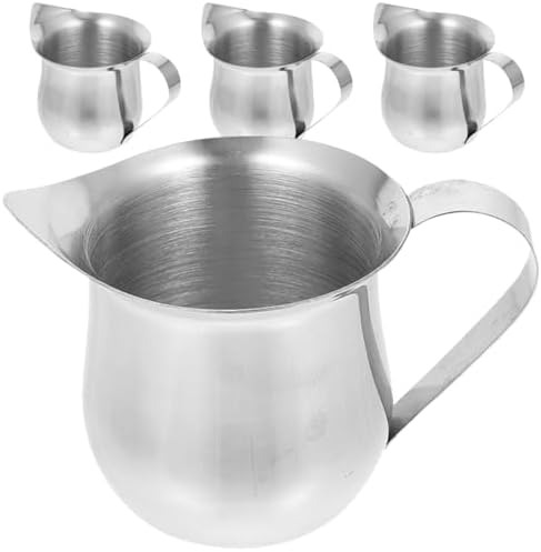 4pcs Stainless Steel Small Milk Pitcher 90ml Silver Cream Holder