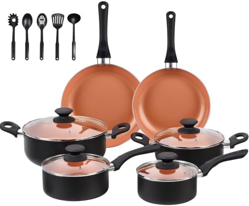 BECIGAR Ceramic Pots and Pans Set, 15PCS Nonstick Cookware Set