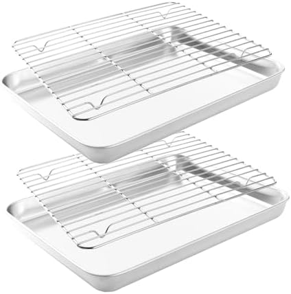 Quarter Deep Cookie Baking Sheet Pans with Cooling Wire Rest Rack Sets