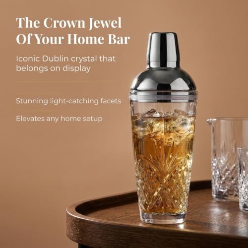 Godinger Dublin Crystal Cocktail Shaker with Lid - Glass Martini