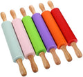 6 Pack Small Rolling Pins for Kids, Silicone Rolling Pin with Wooden