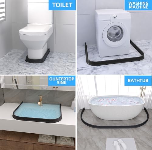 Duzzy 67 Inch Collapsible Shower Water Dam Shower Stopper Barrier and