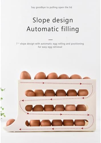 30 Eggs Egg Holder For Fridge Auto Rolling Fridge Egg Organizer,4