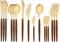 16-Piece Silverware Set with Cake Fork, Gold Stainless Steel Flatware